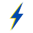 Logo van Flash Digital Agency, een blauwe bliksem met daarachter een gele bliksem, iets naar links verschoven
